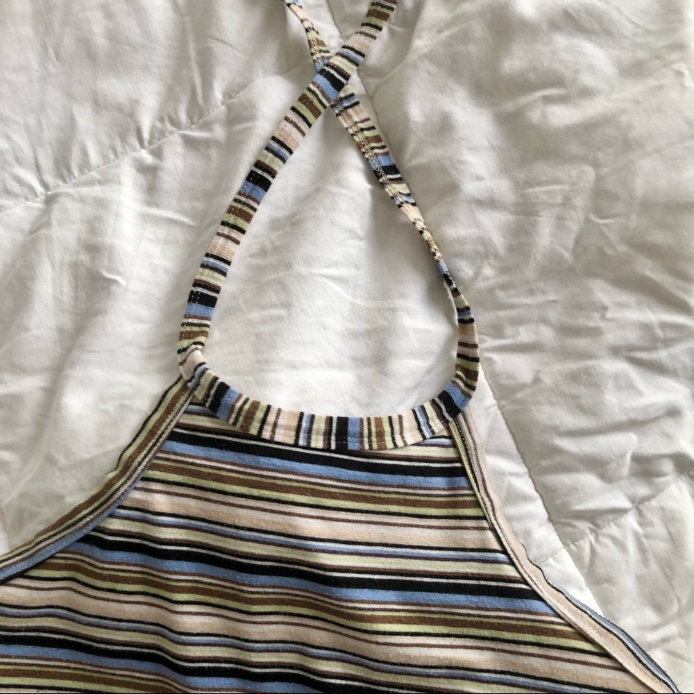 Vintage Striped Cropped Halter Shirt